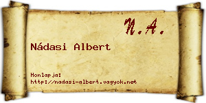 Nádasi Albert névjegykártya